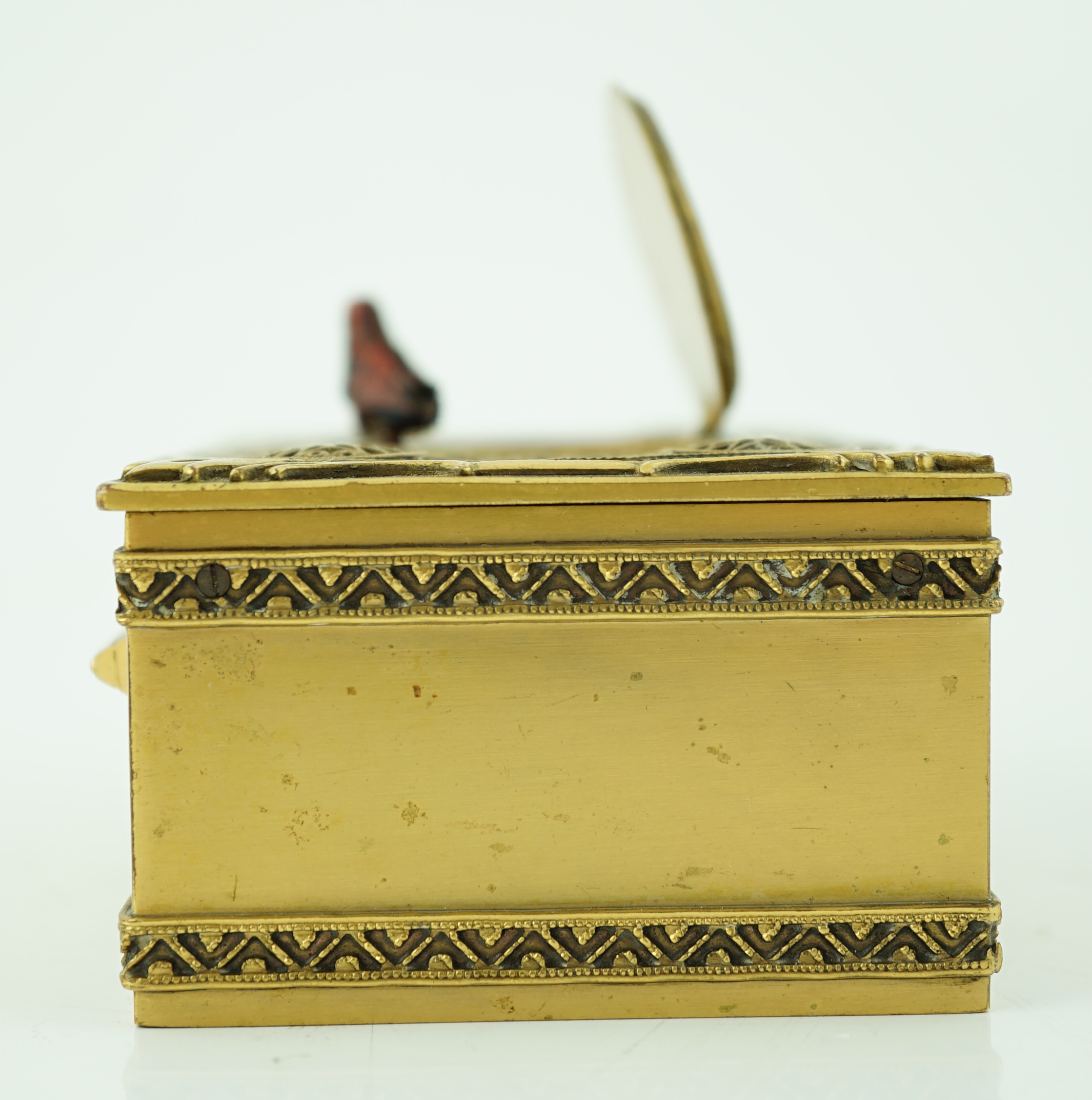 A 20th century gilt brass singing bird box